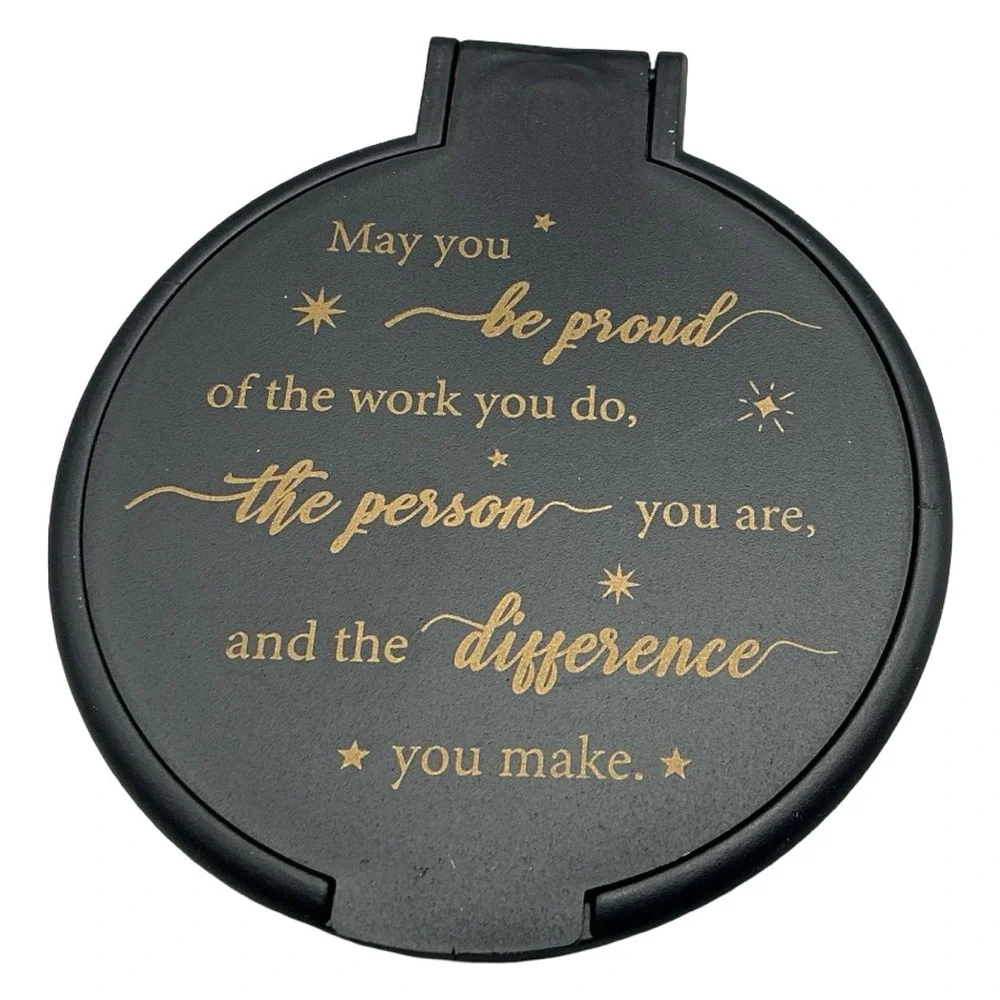 10 Piece Inspirational Compact Mirror Set Black Gold Motivational Quotes